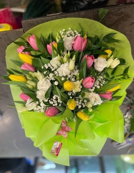 Bouquet di Tulipani Rosa e Gialli